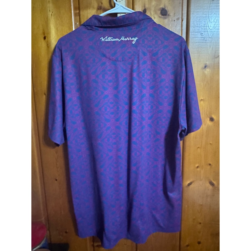 William Murray Golf Polo Shirt Mens Medium Purple Pink Geometric Pattern S/S